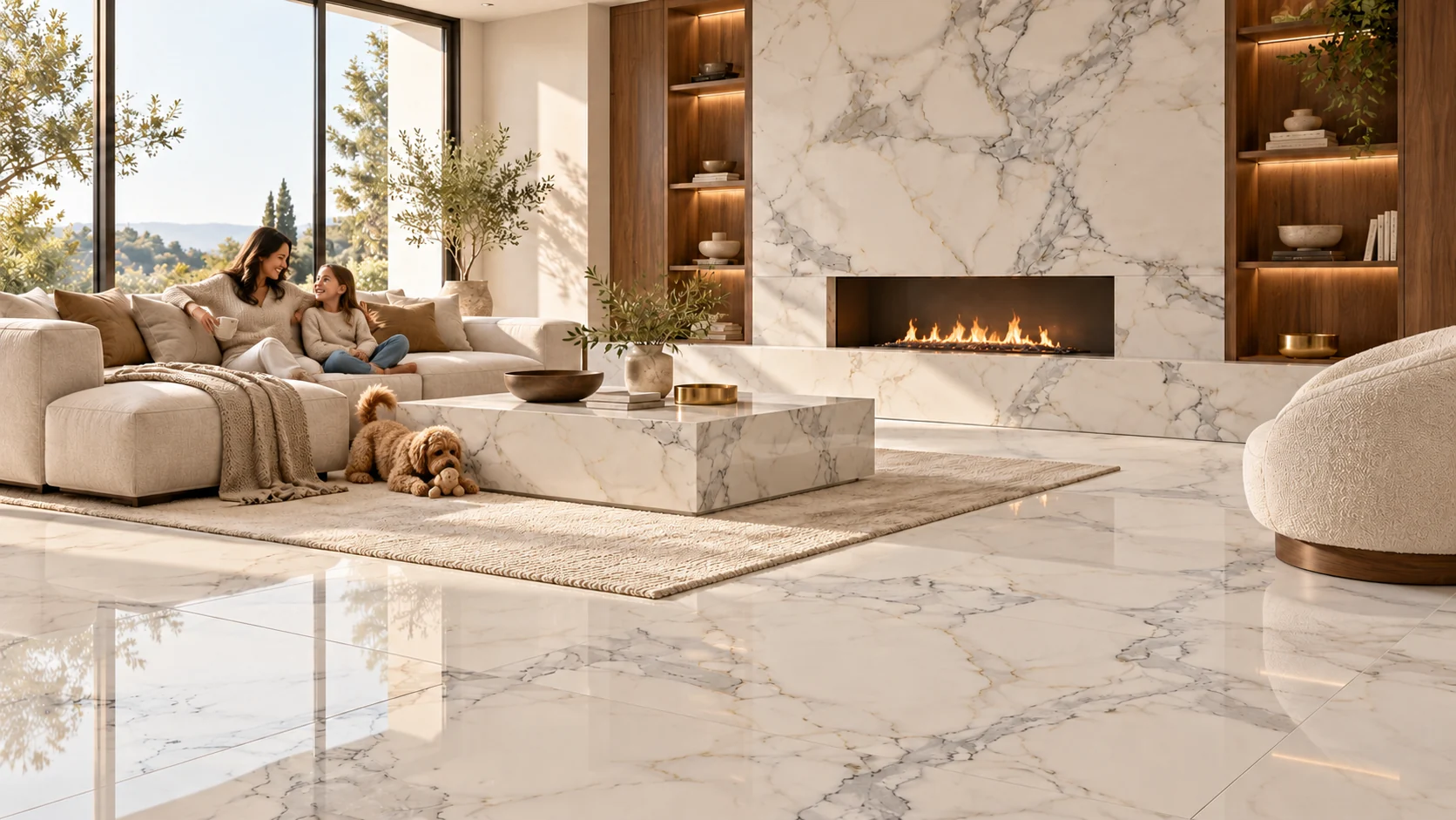 Render ilustrativo de Calacatta Gold
